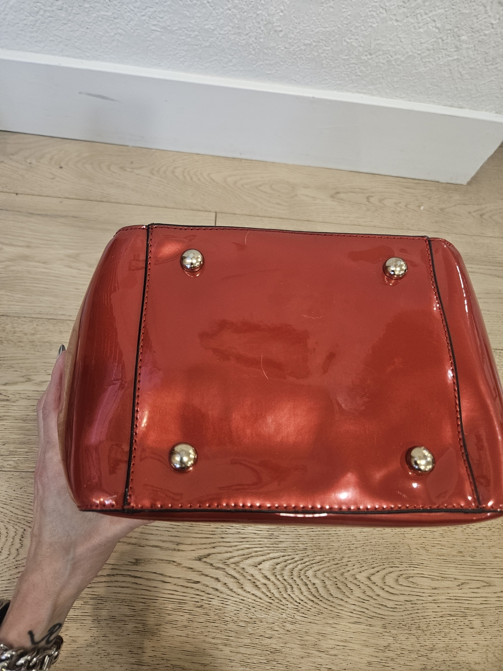New Michael Kors Red Patent Leather Satchel - Picture 9 of 16